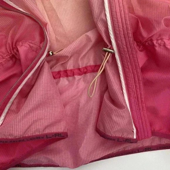 Ralph Lauren Womens Large Windbreaker Jacket Orange Pink Ombre Zip Front Ripstop - Picture 5 of 7